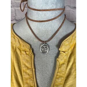 Handmade haida art raven leather choker necklace